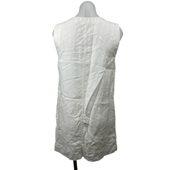 J.Crew 100% Linen Women's White Sleeveless Button Down Mini Shift Shirt Dress S - Picture 2 of 4